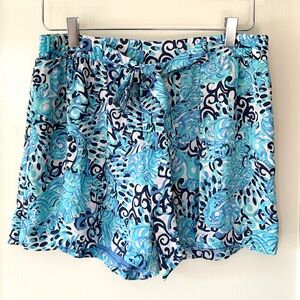 NWT Lilly Pulitzer Mylee Tie-Front Printed Shorts Light Aqua‎ Spritz 4